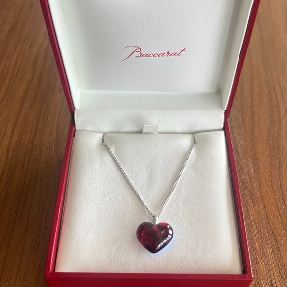 BACCARAT FRENCH CRYSTAL STERLING SILVER 925 HEART PENDANT - Picture 9 of 9